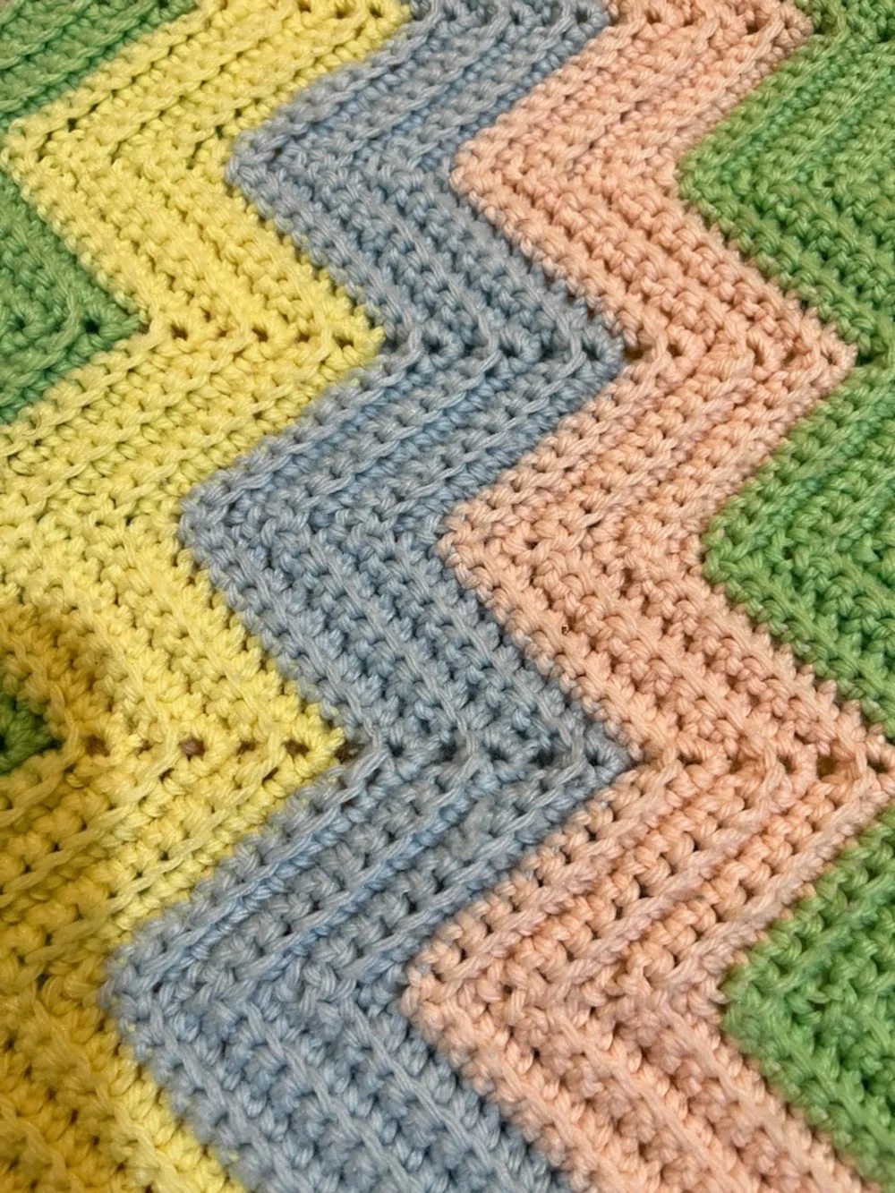 Handmade Chevron Crochet Blanket in Pastel Colors 60 x 40 inches